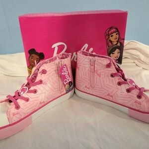 Rare Barbie High Top Zip Up Canvas Sneaker Big Girls Size 5 girls  women’s w box